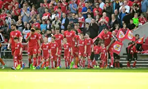 Bristol City V Wolverhampton Wanderers Prints: Bristol City vs. Wolverhampton Wanderers: Championship Kick-Off - Mascots and Players Walk Out