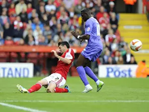 Bristol City V Wolves Prints: Bristol City vs. Wolves: Brendan Moloney Tackles Bakary Sako