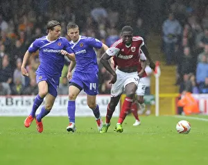 Bristol City V Wolves Prints: Bristol City vs. Wolves: Intense Battle Between Jay Emmanuel-Thomas and Bjorn Bergmann Sigurdarson