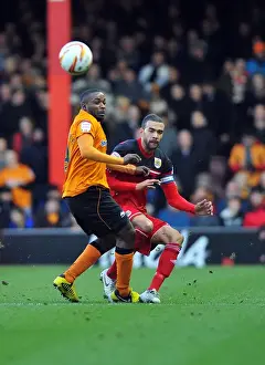 Bristol City vs. Wolves: Liam Fontaine Foul by Sylvan Ebanks-Blake, Championship Football Match, Ashton Gate Stadium - 01/12/2012