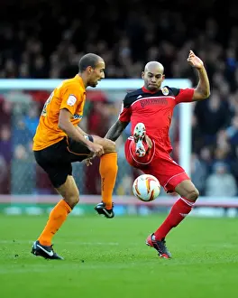Bristol City V Wolves Prints: Bristol City vs. Wolves: Marvin Elliott Fouls Karl Henry