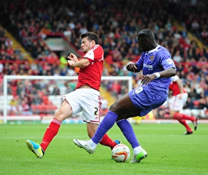 Bristol City V Wolves Prints: Bristol City vs. Wolves: Moloney Tackles Sako