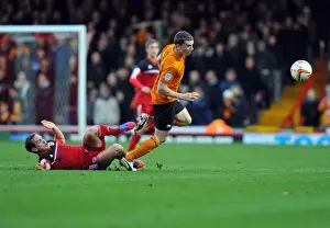 Bristol City V Wolves Prints: Bristol City vs. Wolves: Neil Kilkenny Tackles Kevin Foley in Championship Clash