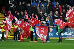 Bristol City V Yeovil Town Prints: Bristol City vs Yeovil Town: Flagbearers at Ashton Gate