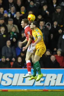 Bristol City V Yeovil Town Prints: Bristol City vs Yeovil Town: Intense Aerial Battle - December 2014