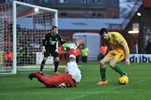 Bristol City V Yeovil Town Prints: Bristol City vs Yeovil Town: Kieran Agard Fouled in Penalty Area
