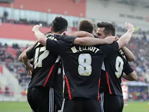 Rotherham United V Bristol City Prints: Bristol City: Wade Elliott and Teammates Celebrate Goal Against Rotherham United