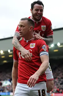 Bristol City V Bolton Wanderers Prints: Bristol City: Wilbraham and Tomlin Celebrate Goal Against Bolton Wanderers (190316)