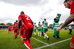Images Dated 16th July 2016: Bristol City and Yeovil Town Players Emerge from Tunnel at Huish Park, 2016