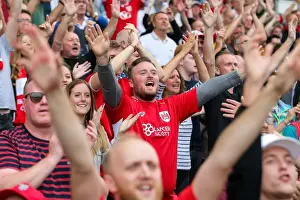 Fulham V Bristol City Prints: Bristol City's 0-4 Victory Celebration at Craven Cottage