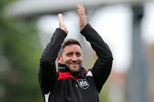 Fulham V Bristol City Prints: Bristol City's 0-4 Victory Over Fulham: Lee Johnson Celebrates with Fans