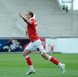 Images Dated 28th February 2015: Bristol City's Aaron Wilbraham Celebrates Thrilling Goal Against Rochdale in Sky Bet League One