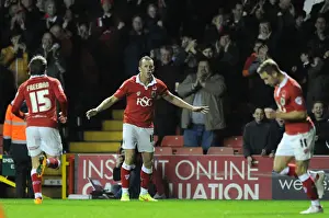 Bristol City's Aaron Wilbraham Celebrates Johnstone Paint Trophy Goal Against AFC Wimbledon