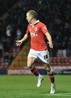 Images Dated 10th December 2014: Bristol City's Aaron Wilbraham: Game-Winning Goal and Celebration Secure Johnstones Paint Trophy