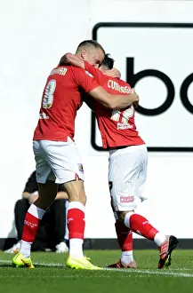 Bristol City V Colchester United Prints: Bristol City's Aaron Wilbraham and Greg Cunningham Celebrate Goal vs Colchester United