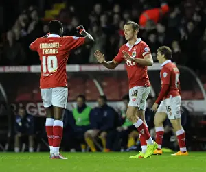 Bristol City's Aaron Wilbraham and Jay Emmanuel-Thomas Celebrate Goal in Bristol City v AFC Wimbledon Match