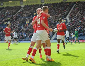 Title Race Prints: Bristol City's Aaron Wilbraham and Luke Ayling Celebrate Goal Against Preston North End