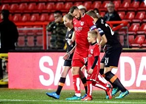 Images Dated 25th October 2016: Bristol City's Aaron Wilbraham and Mascot Lead Out Team for EFL Cup Match Against Hull City
