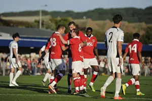 Bristol City's Aaron Wilbraham Scores and Celebrates with Team Mates Against Weston Super Mare, July 2014