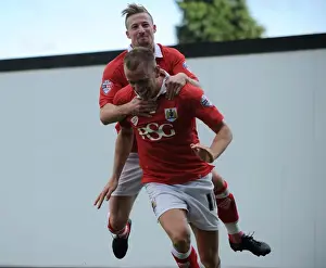 Bristol City V Colchester United Prints: Bristol City's Aaron Wilbraham Scores Dramatic Goal, Celebrated by Wade Elliott