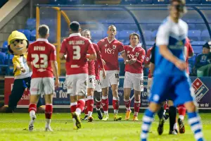 Framed Print : Bristol City's Aaron Wilbraham Scores Second Goal vs. Peterborough United: Celebration Framed Print : Bristol City's Aaron Wilbraham Scores Second Goal vs. Peterborough United: Celebration