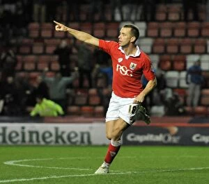 Images Dated 10th December 2014: Bristol City's Aaron Wilbraham: Thrilling Goal Celebration Seals Johnstones Paint Trophy Victory