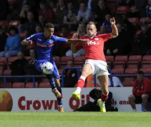 Rochdale V Bristol City Prints: Bristol City's Aaron Wilbraham vs Rochdale's Bastien Hery: Intense Moment in Sky Bet League One Clash