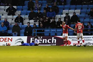 Gillingham V Bristol City Prints: Bristol City's Adam El-Abd Controversially Protests Penalty at Gillingham's Priestfield Stadium