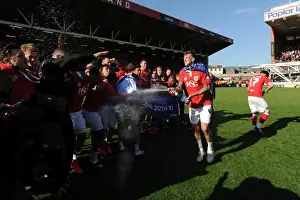 Bristol City's Aden Flint Sprays Champagne: League One Victory Celebrations