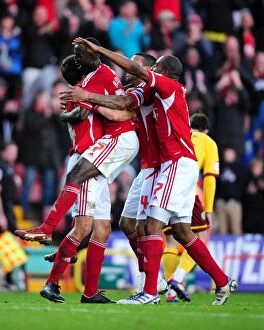 Bristol City v Burnley Collection: Bristol City's Albert Adomah Celebrates Championship Goal Against Burnley - 05/11/2011