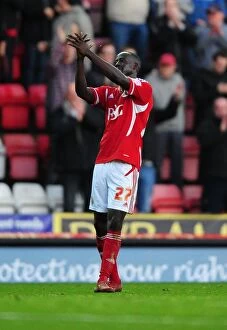 Images Dated 5th November 2011: Bristol City's Albert Adomah Celebrates Goal Against Burnley - Championship Match, 05/11/2011