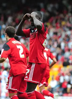 Bristol City V Blackburn Rovers Prints: Bristol City's Albert Adomah in Euphoric Goal Celebration: Championship Clash vs
