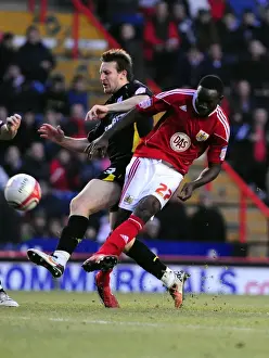 Bristol City's Albert Adomah Narrowly Misses Goal Against Cardiff City - Championship Match, January 1, 2011