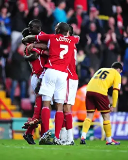 Bristol City V Burnley Prints: Bristol City's Albert Adomah: Rejoicing in a Championship Goal Against Burnley (5th November 2011)