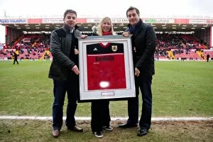 Images Dated 23rd February 2013: Bristol City's Amy Kington Receives Signed Shirt from Dougie Allward after Barnsley Match