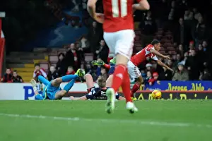 Bristol City V Walsall Prints: Bristol City's Bobby Reid Fouls and Penalty at Ashton Gate vs Walsall (December 2013)
