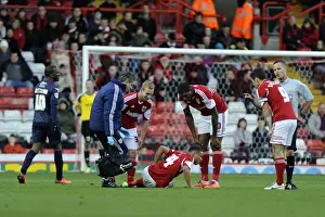 Bristol City V Walsall Prints: Bristol City's Bobby Reid Suffers Injury in Bristol City v Walsall Match, 26/12/2013