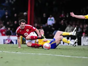 Bristol City V Derby County Prints: Bristol City's Brett Pitman Fouled by Derby County's Paul Green - Championship Clash