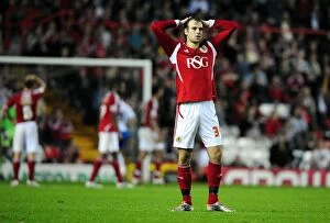 Bristol City v Reading Collection: Bristol City's Brett Pitman and Team Mates Disappointed by Late 3-2 Defeat Against Reading