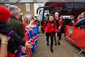 Images Dated 1st April 2017: Bristol City's Brownhill and Magnusson Arrive at Griffin Park for Brentford Clash
