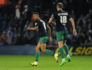 Framed Print : Bristol City's Callum Robinson Celebrates Goal Against Luton Town in Capital One Cup Framed Print : Bristol City's Callum Robinson Celebrates Goal Against Luton Town in Capital One Cup