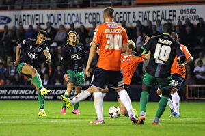 Images Dated 11th August 2015: Bristol City's Callum Robinson Goes for Glory: Luton Town vs. Bristol City, Capital One Cup, 2015