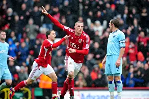Bristol City's Chris Wood Celebrates His Hat-Trick: Bristol City vs. Coventry City, April 9, 2012