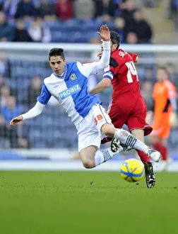 Blackburn Rovers V Bristol City Prints: Bristol City's Cole Skuse Tackles Diogo Rosado in FA Cup Clash at Ewood Park