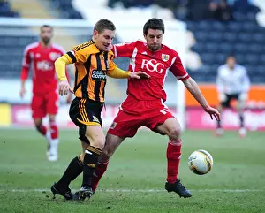 Hull City V Bristol City Prints: Bristol City's Cole Skuse vs