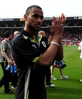 Images Dated 24th April 2010: Bristol City's Danny Haynes Appreciates Fans Support in Championship Match Against Derby County