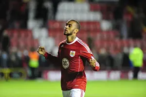 Framed Print : Bristol City's Danny Haynes Rejoices in Npower Championship Victory over Reading at Ashton Gate, October 19, 2010