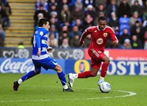 Reading V Bristol City Prints: Bristol City's Danny Rose Breezes Past Reading's Jem Karacan in Championship Clash