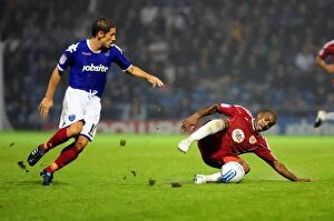 Images Dated 28th September 2010: Bristol City's Danny Rose Foul by Michael Brown in Portsmouth vs