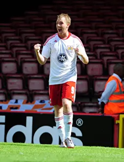 Pre Season Friendly Prints: Bristol City's David Clarkson Celebrates Championship Goal Against Blackpool (2010)